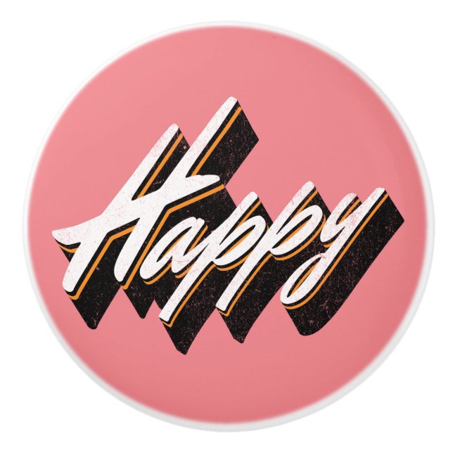 Happy text design ceramic knob (Front)