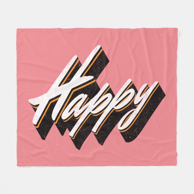 Happy text design fleece blanket (Front (Horizontal))