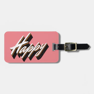 Happy text design luggage tag