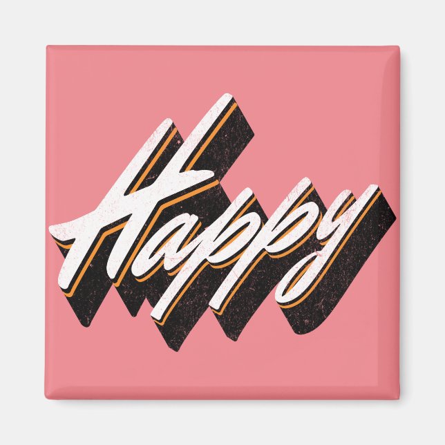 Happy text design magnet (Front)