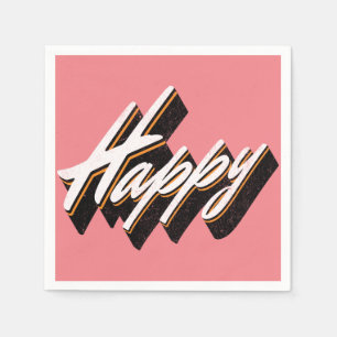Happy text design napkin