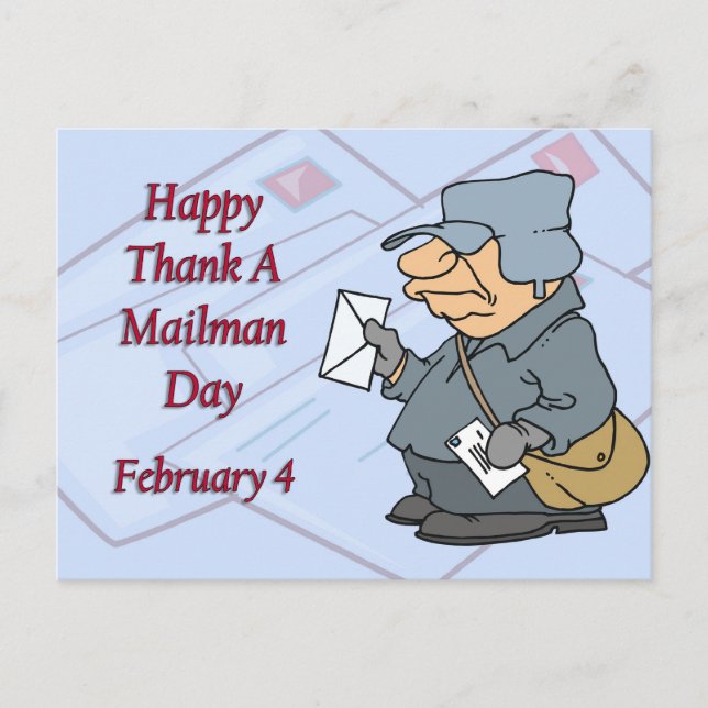 Happy Thank a Mailman Day February 4 Postcard (Front)
