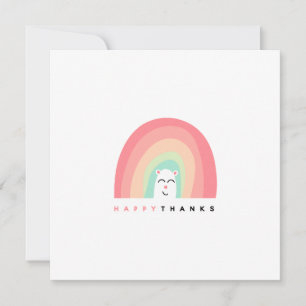 Happy Thanks Cute Rainbow Animal Personalised Thank You Card