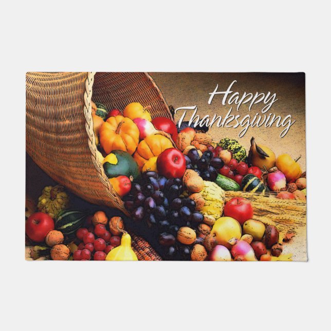 Happy Thanksgiving 12 Options Doormat (Front)
