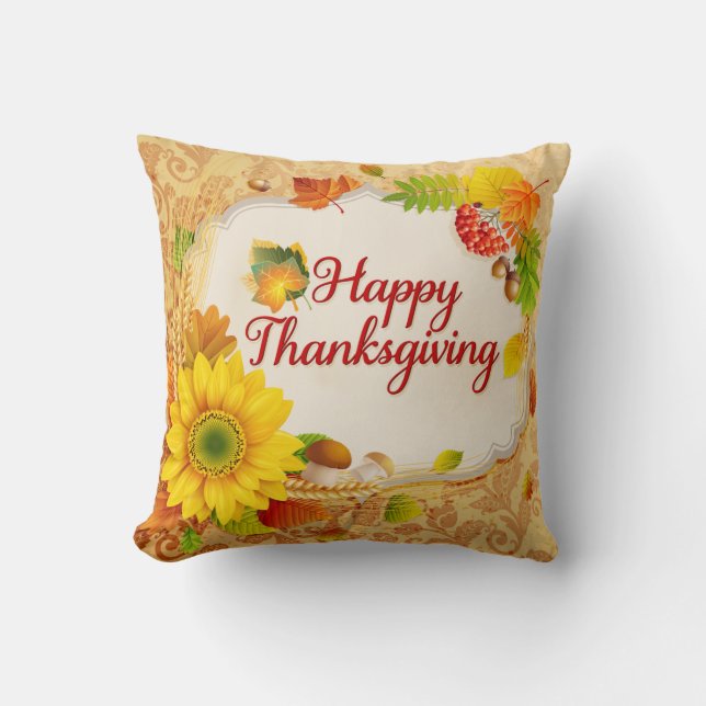Happy Thanksgiving 13 Pillow (Front)