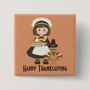 Happy Thanksgiving 15 Cm Square Badge