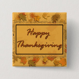Happy Thanksgiving 15 Cm Square Badge