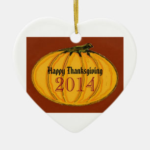 HAPPY THANKSGIVING 2014b green white jGibney The M Ceramic Tree Decoration