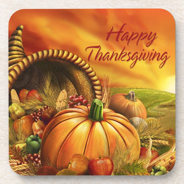 Happy Thanksgiving 2 Options Coasters (Front)