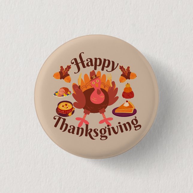 Happy Thanksgiving 3 Cm Round Badge (Front)