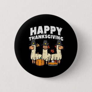 Happy Thanksgiving 3 Llama Fall Autumn Alpaca Men 6 Cm Round Badge