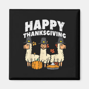 Happy Thanksgiving 3 Llama Fall Autumn Alpaca Men  Magnet