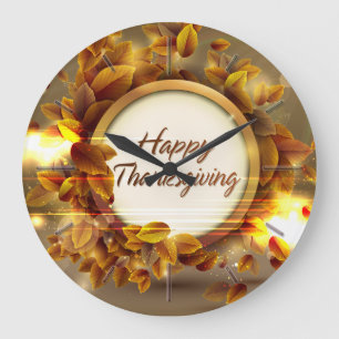 Happy Thanksgiving 3 Wall Clocks & Numeral Options