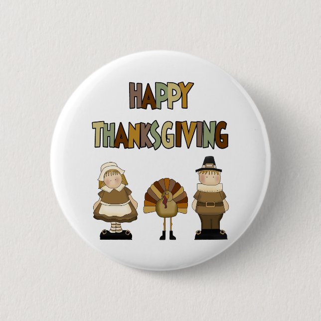 Happy Thanksgiving 6 Cm Round Badge (Front)