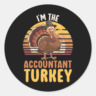 Happy Thanksgiving Accounting Turkey Day Blessed A Classic Round Sticker