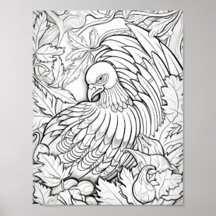 Happy Thanksgiving Adult Coloring Poster