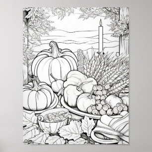 Happy Thanksgiving Adult Colouring Poster
