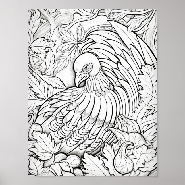 Happy Thanksgiving Adult Colouring Poster (Front)