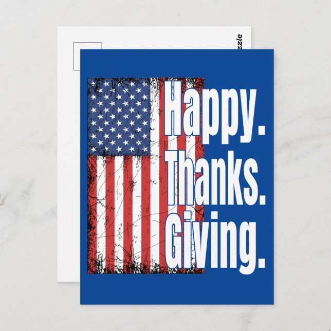 Happy Thanksgiving American Flag  Postcard (Front/Back)