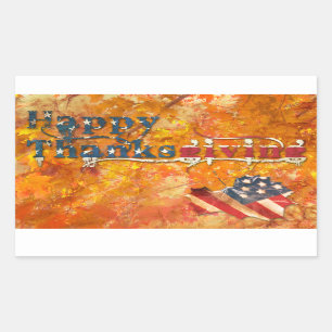 happy thanksgiving (american flag) rectangular sticker