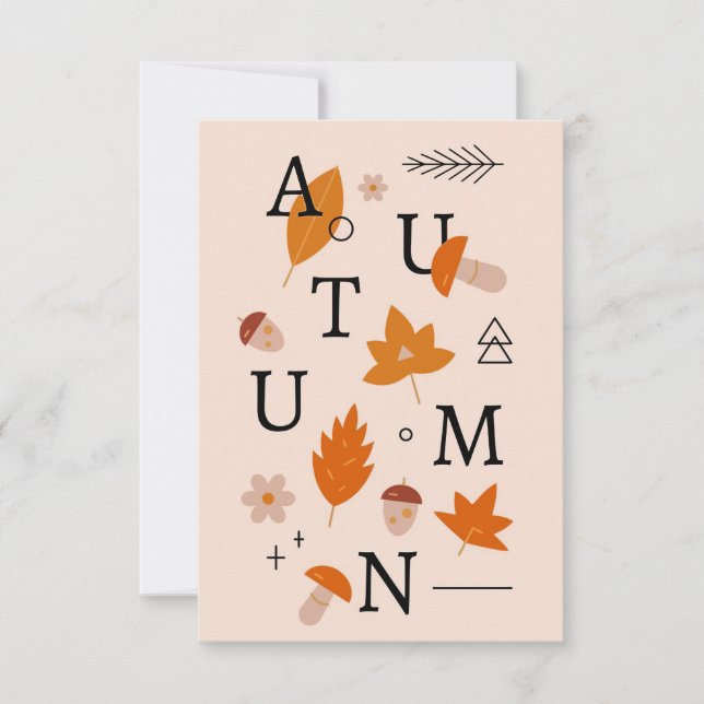 Happy Thanksgiving Autumn Alphabet Thank You Card (Front)