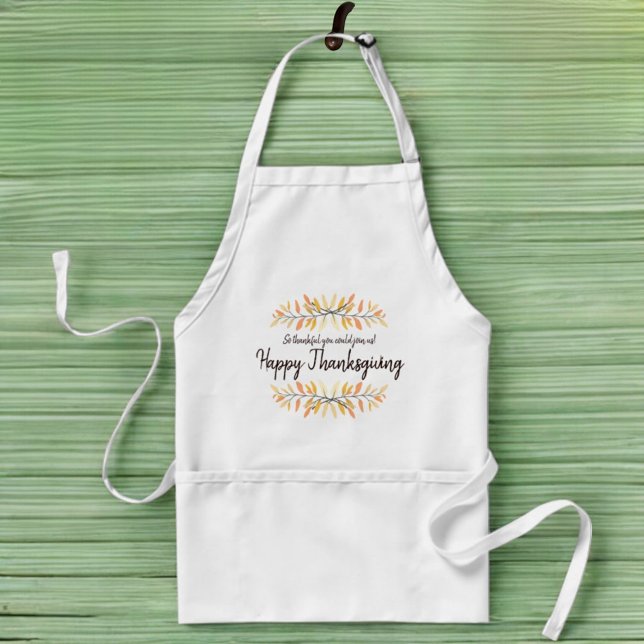 Happy Thanksgiving Autumn Colour Leaf Borders Standard Apron (Apron front for Thanksgiving or fall celebration.)
