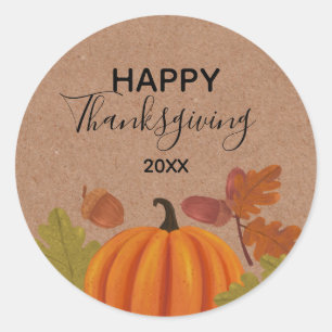 Happy Thanksgiving Autumn Colours  Classic Round Sticker