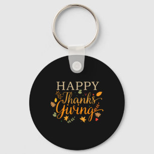 Happy Thanksgiving Autumn Fall Leaves For Holiday Key Ring
