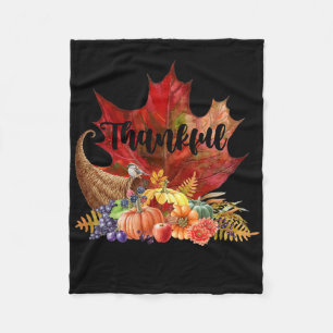 Happy Thanksgiving Autumn Fall Maple Leaves Thankf Fleece Blanket