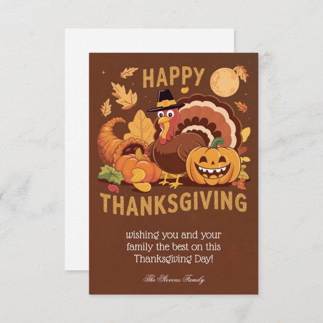 Happy Thanksgiving Autumn Flat Greeting Card (Front/Back)