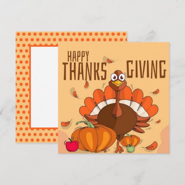 Happy Thanksgiving Autumn Greeting Card Flat (Front/Back)