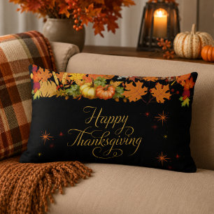 Happy Thanksgiving Autumn Harvest Lumbar Cushion