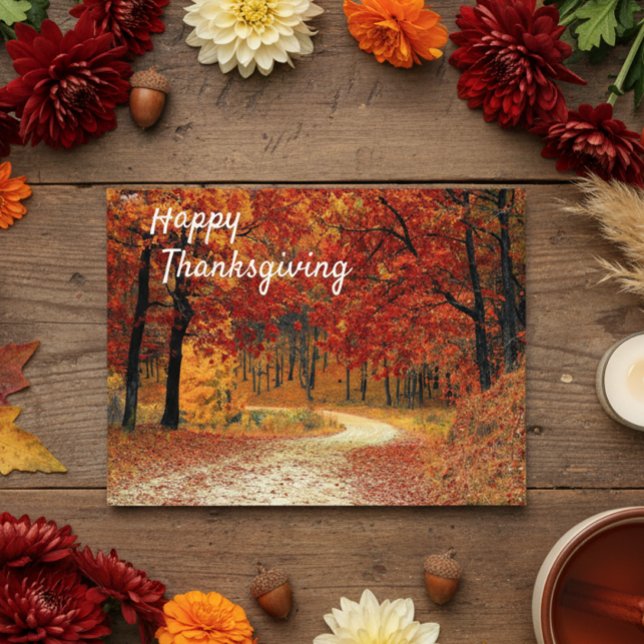 Happy Thanksgiving Autumn Landscape Scene Fall Postcard (Creator Uploaded)