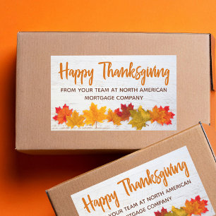 Happy Thanksgiving Autumn Leaves Company Party Rectangular Sticker
