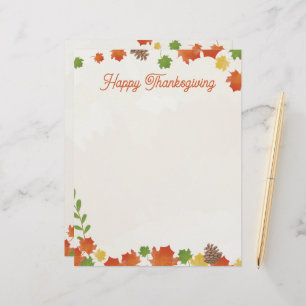 Happy Thanksgiving Autumn Leaves Letterhead