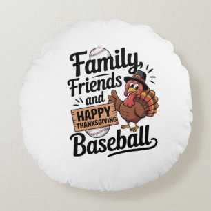 Happy Thanksgiving Autumn Leaves Round Cushion
