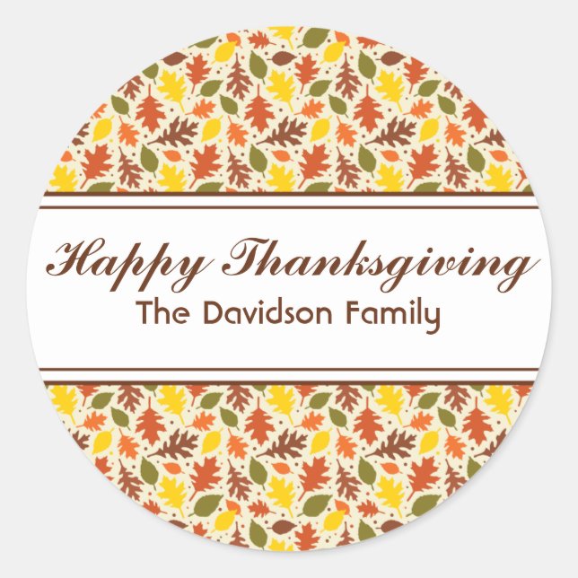Happy Thanksgiving Autumn Leaves Sticker (Front)