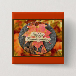Happy Thanksgiving Autumn Maple Leaf Series 15 Cm Square Badge