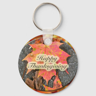 Happy Thanksgiving Autumn Maple Leaf Series Key Ring