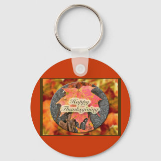 Happy Thanksgiving Autumn Maple Leaf Series Key Ring