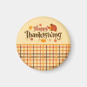 Happy Thanksgiving Autumn Plaid Magnet