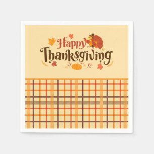 Happy Thanksgiving Autumn Plaid Napkin