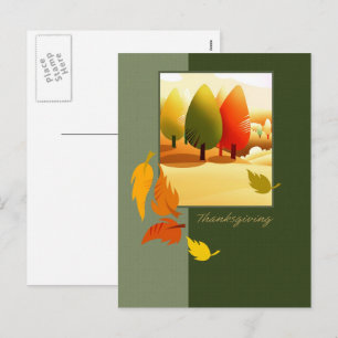 Happy Thanksgiving Autumn Scenery Holiday Postcard