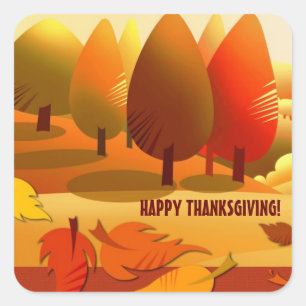 Happy Thanksgiving. Autumn Scenery  Square Sticker