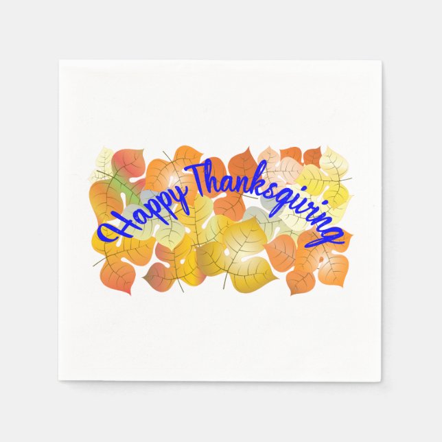 Happy Thanksgiving background with colourful autum Napkin (Front)