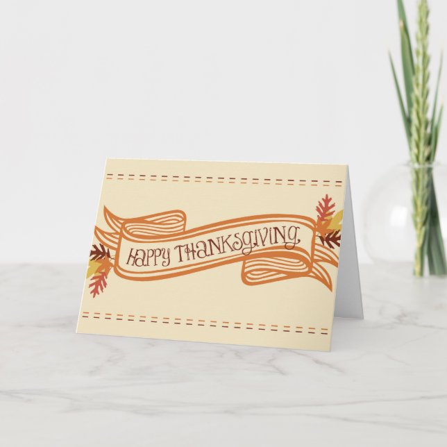 Happy Thanksgiving Banner Greeting Card (Front)