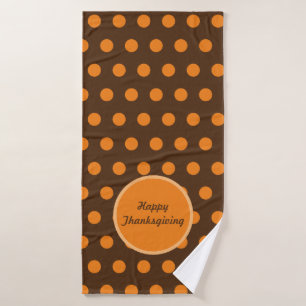Happy Thanksgiving Bath Towel (Brown & Orange)