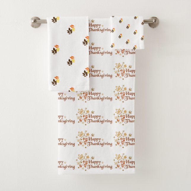 Happy Thanksgiving Bath Towel Set (Insitu)