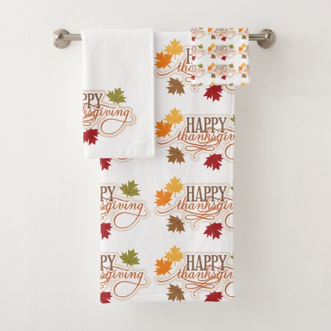Happy Thanksgiving Bath Towel Set (Insitu)