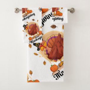 Happy Thanksgiving Bath Towel Set